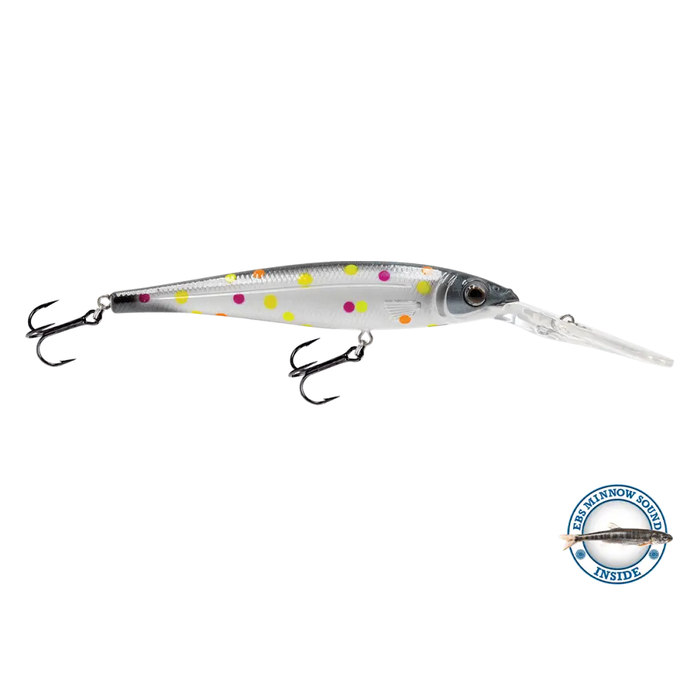 Walleye Minnow 111 Crankbait – EBS Sound Technology | Color & Sound: Yellow Sunrise / Pink Crush / Perch Blue Tiger