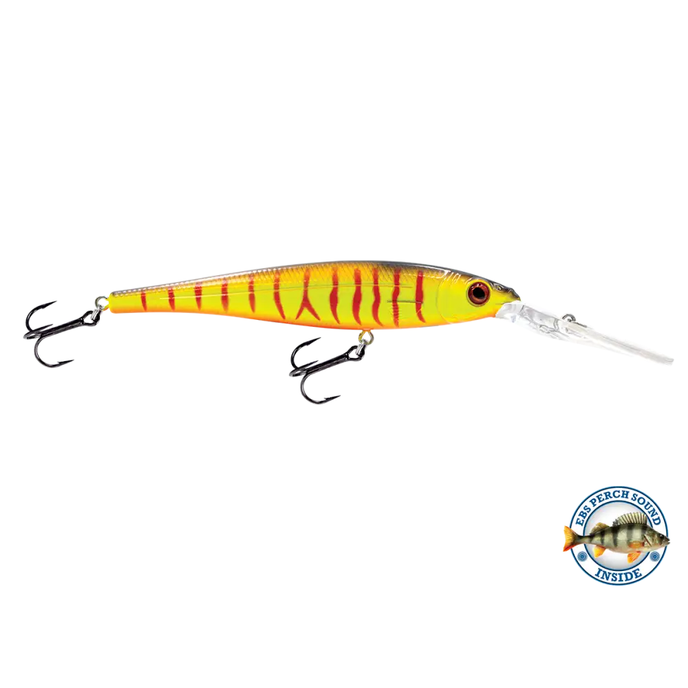 Walleye Minnow 111 Crankbait – EBS Sound Technology | Color & Sound: Yellow Sunrise / Pink Crush / Perch Blue Tiger