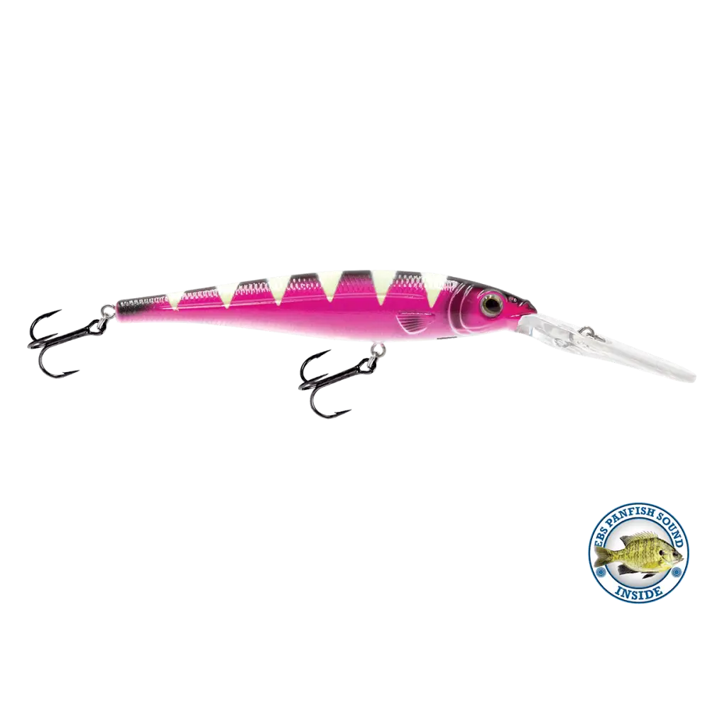 Walleye Minnow 111 Crankbait – EBS Sound Technology | Color & Sound: Yellow Sunrise / Pink Crush / Perch Blue Tiger