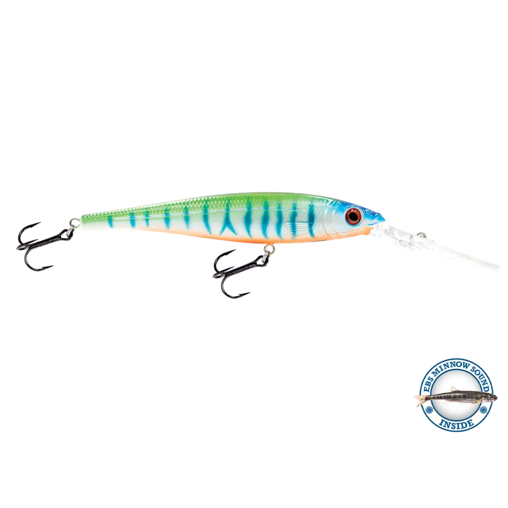 Walleye Minnow 111 Crankbait – EBS Sound Technology | Color & Sound: Yellow Sunrise / Pink Crush / Perch Blue Tiger