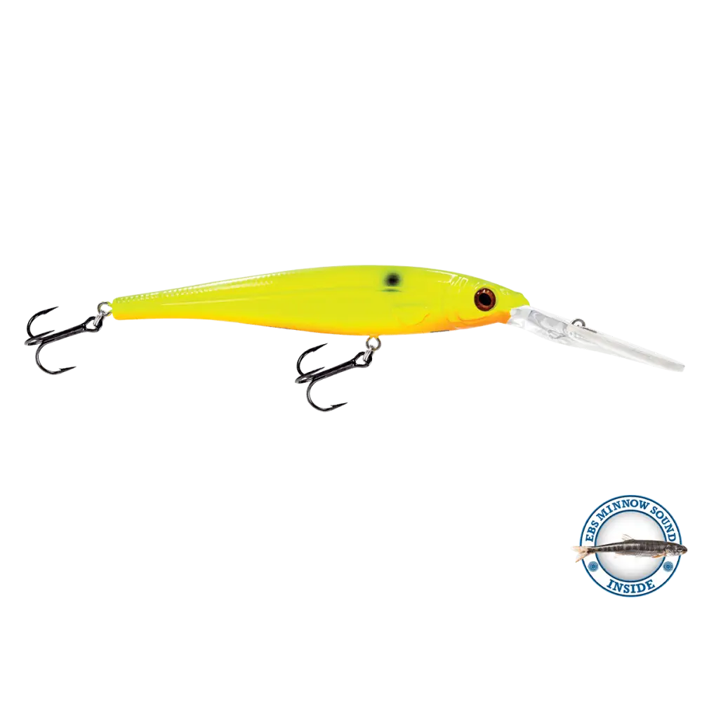 Walleye Minnow 111 Crankbait – EBS Sound Technology | Color & Sound: Yellow Sunrise / Pink Crush / Perch Blue Tiger